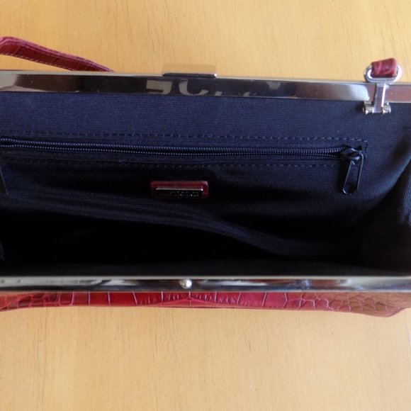 Ann Taylor Red & Black Crocodile Print Bag - Picture 2 of 3